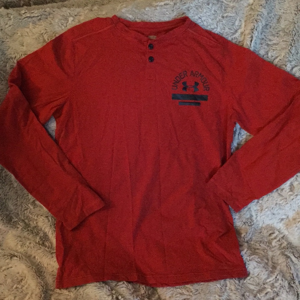 Red Under Armour long sleeve T